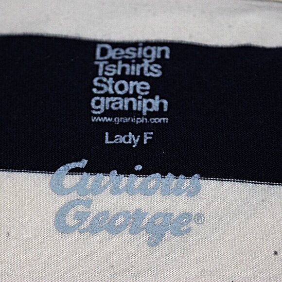 Graniph Design - Curious George Stipe T-Shirt Tunic Dress, Navy Medium - Picture 5 of 11